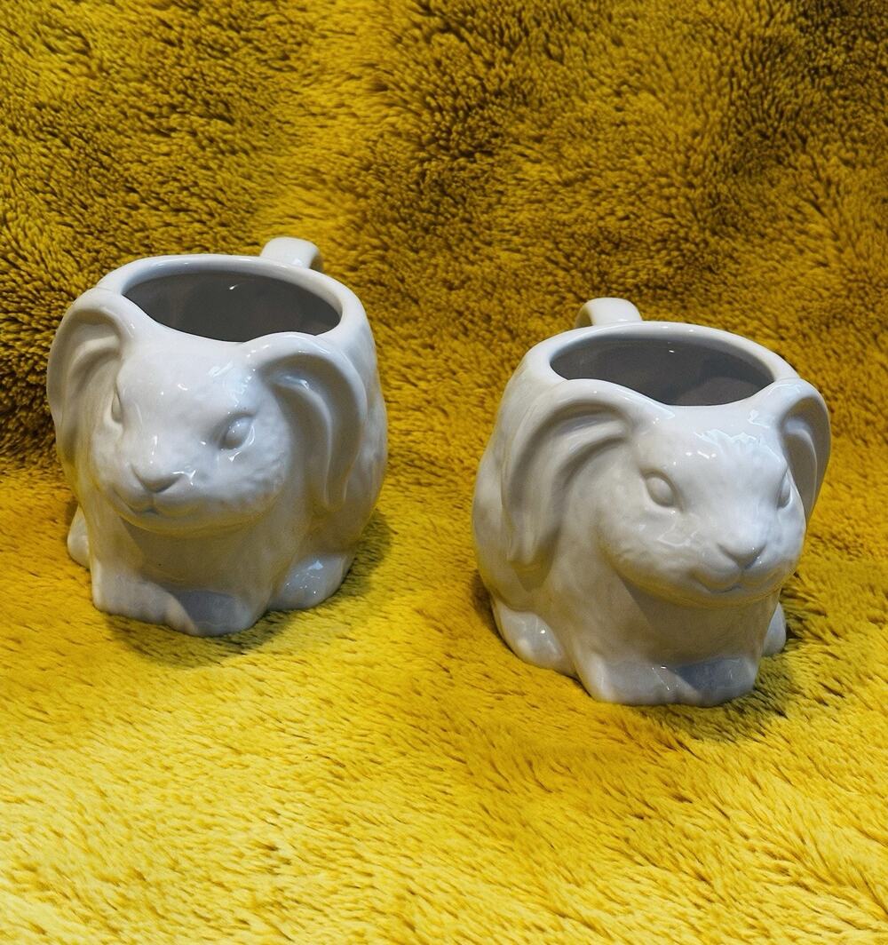 THRESHOLD Stoneware Figural BUNNY Mug White Target Decor Cup Glass Rabbit “2”